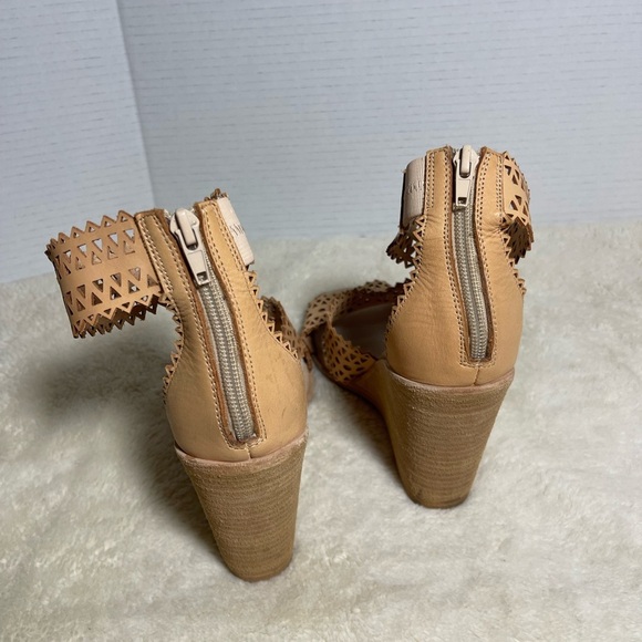 REVOLVE Jeffrey Campbell Tan Wedge Sandals with Lattice Design - Picture 9 of 11